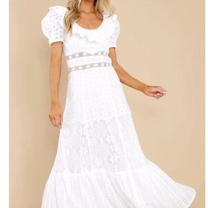 LoveShackFancy Stassie Lace White Eyelet Embroidered Dress Size 10